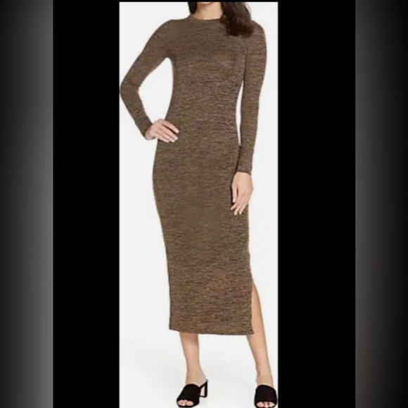 FRENCH CONNECTION Brown Black Space Dye Mélange Long Sleeve Sweater Dress Sz 8 - Picture 4 of 11